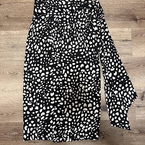 Lulus Black Animal Print Wrap Midi Skirt - Size S - Picture 4 of 6